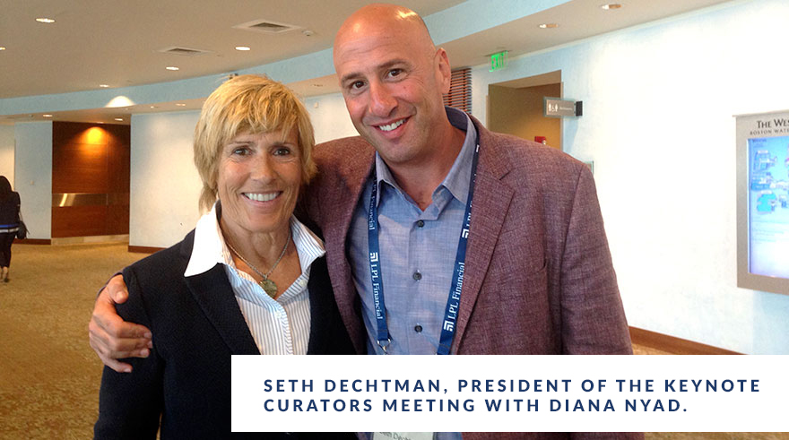 Seth Dechtman, President of The Keynote Curators meeting with Diana Nyad.