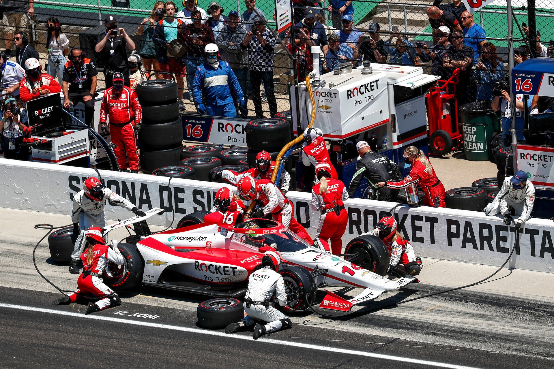 Paretta Autosport team pit stop at Indy 500 event