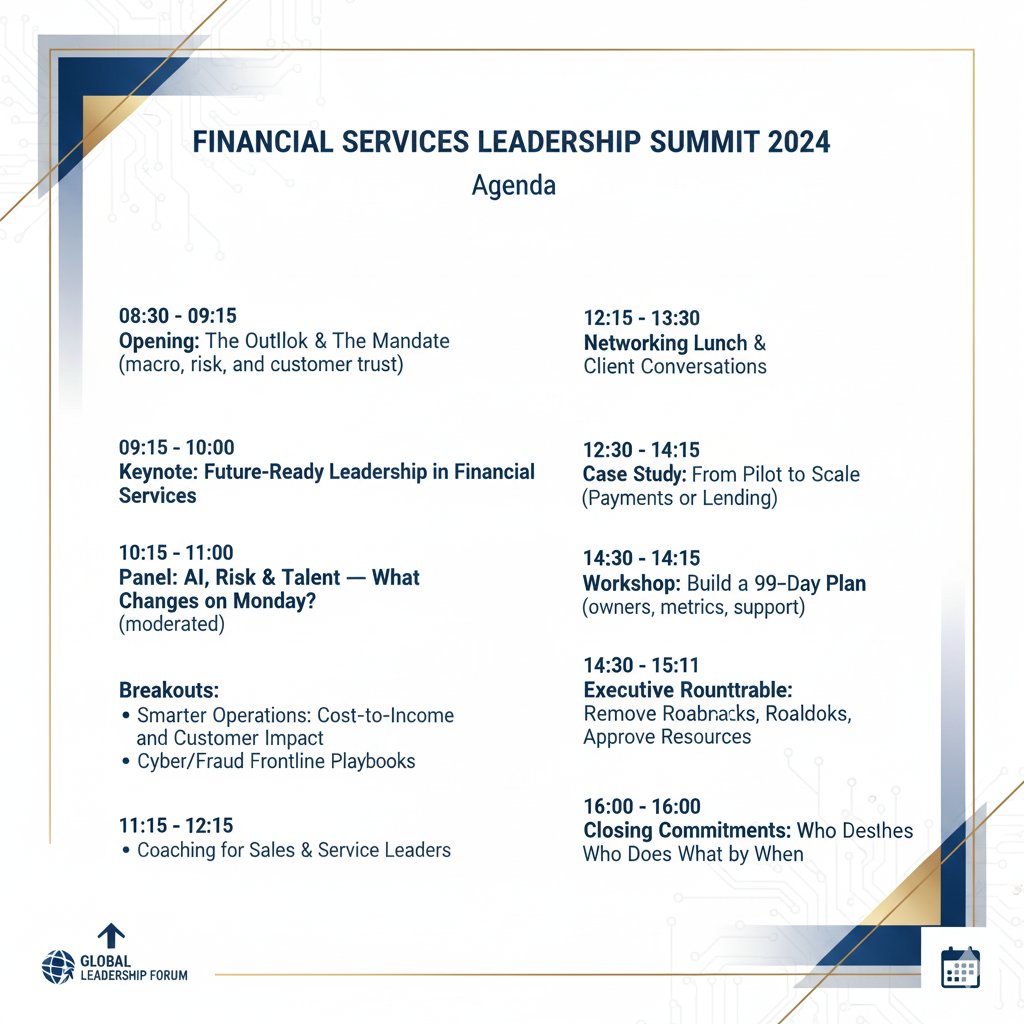 Sample Agenda for Leadership Speakers For Financial Services